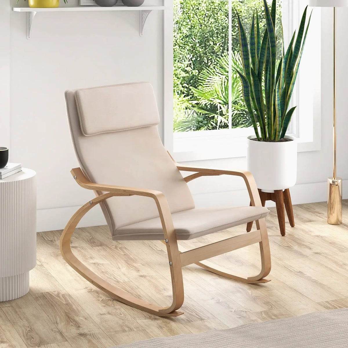 Stable Wooden Frame Leisure Rocking Chair with Removable Upholstered Cushion, photo 9 of 16