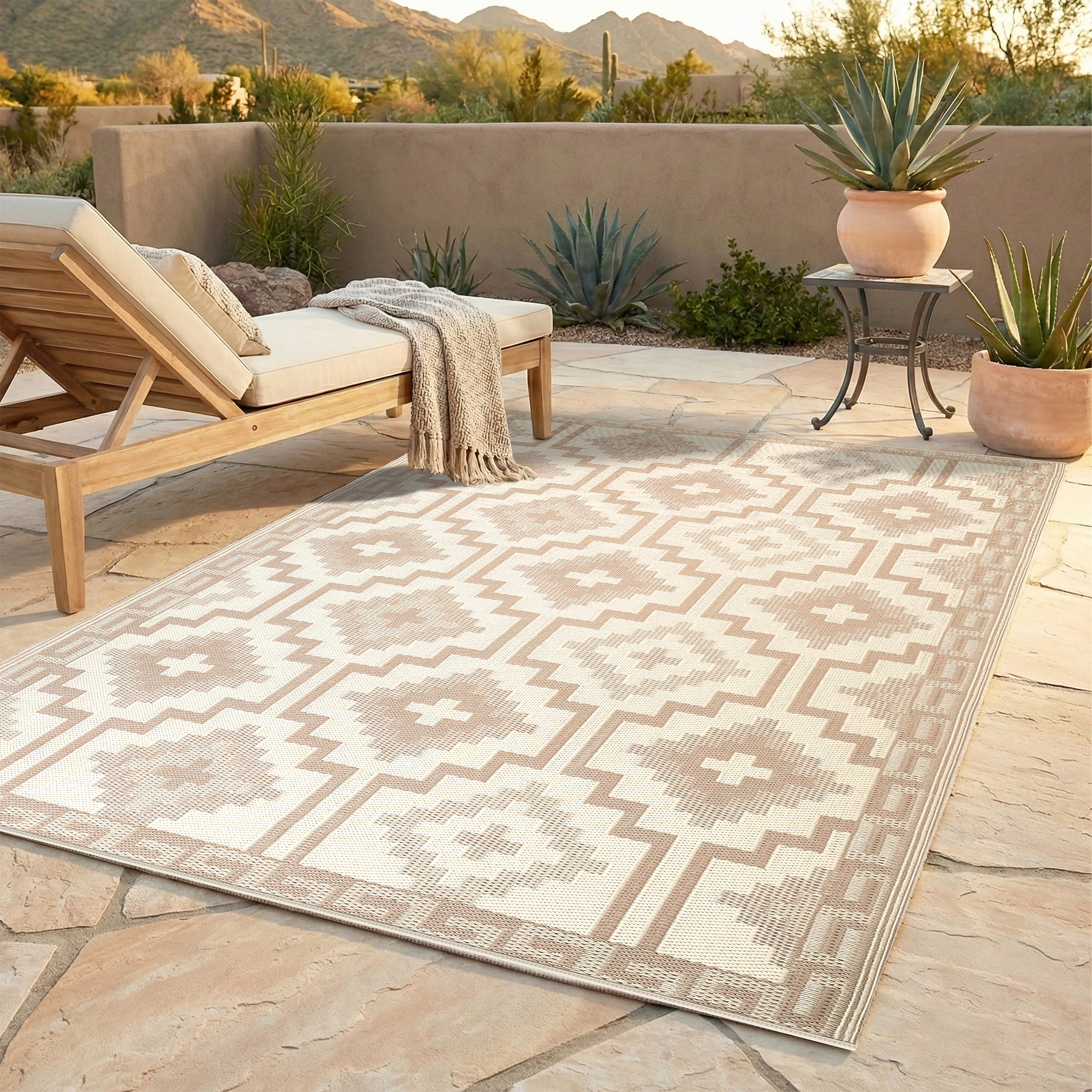 Lhasa - Mocha Outdoor Rug for Patio by Fab Habitat