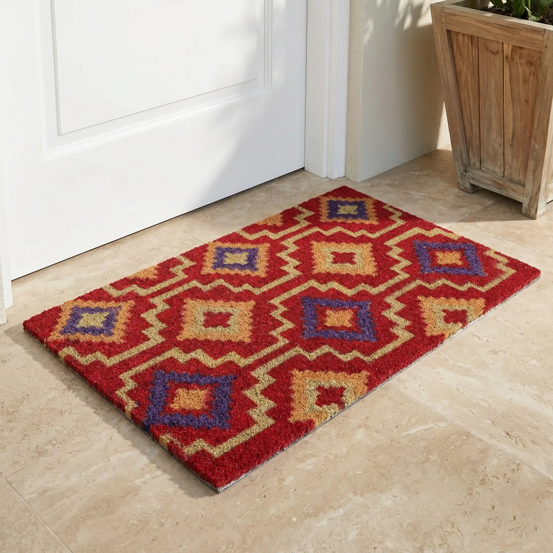 Lhasa Kilim - Red Coir Doormat by Fab Habitat