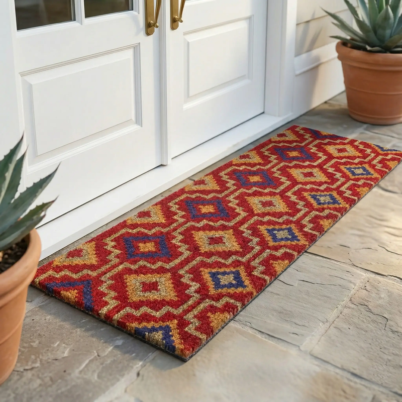 Lhasa Kilim - Red Coir Doormat by Fab Habitat