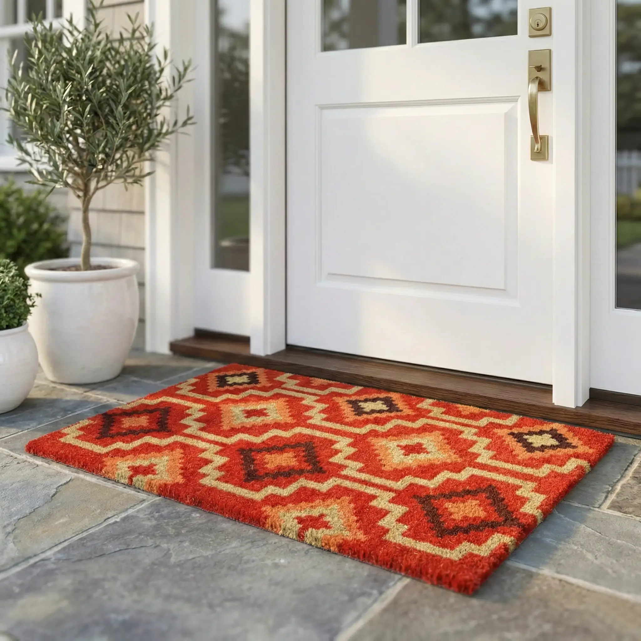 Lhasa Kilim - Red Coir Doormat by Fab Habitat