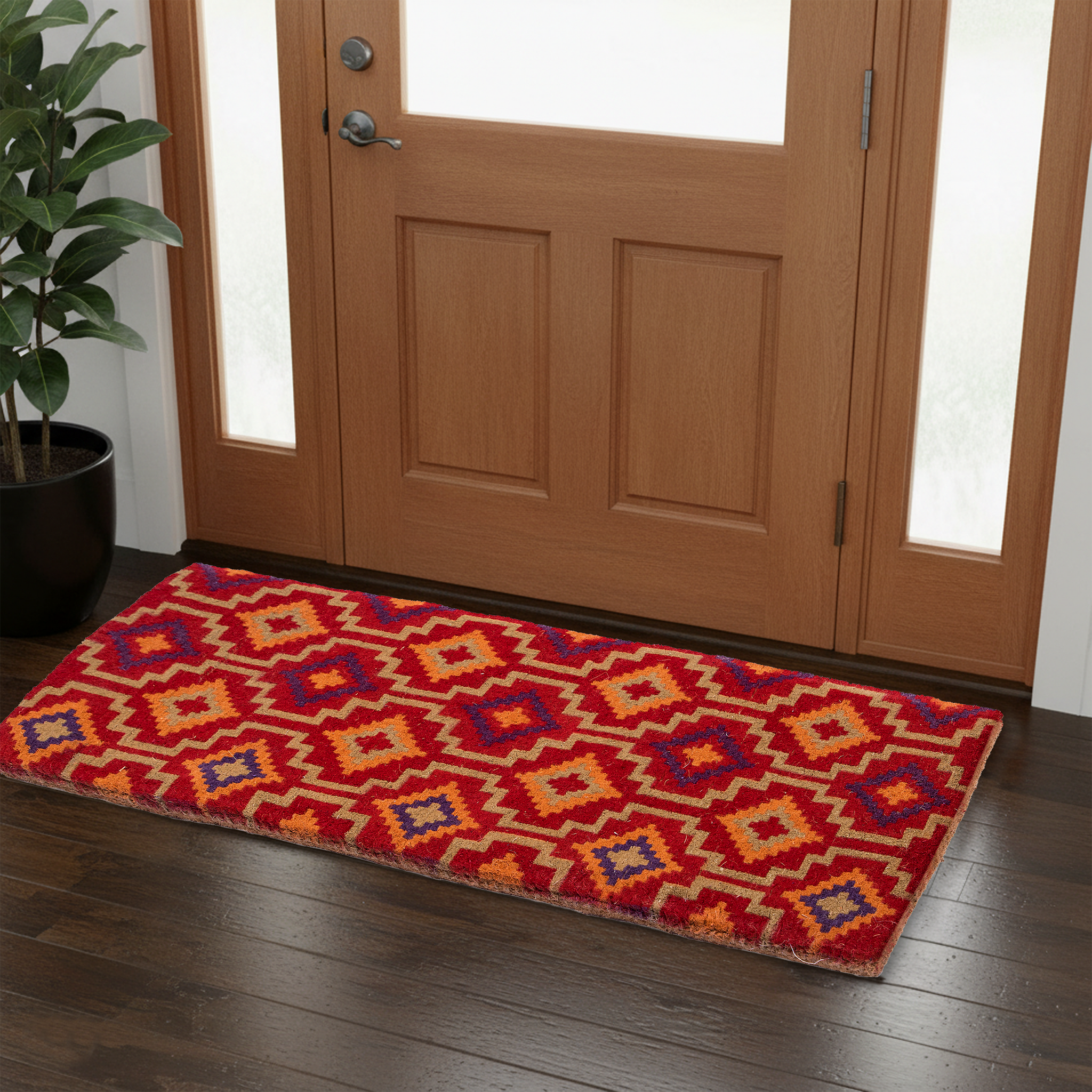 Lhasa Kilim - Red Coir Doormat by Fab Habitat