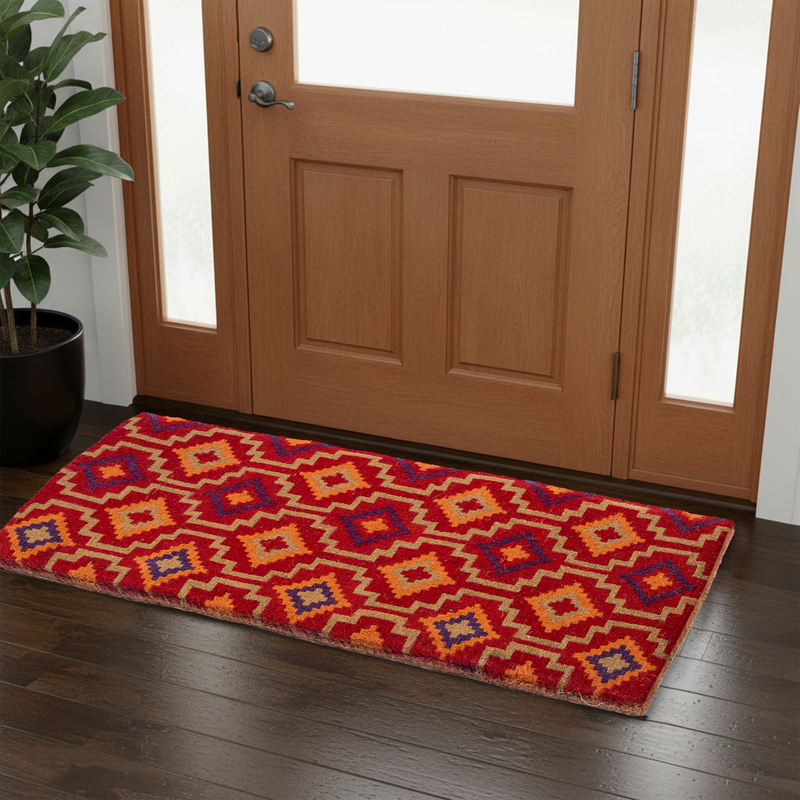 Lhasa Kilim - Red Coir Doormat by Fab Habitat