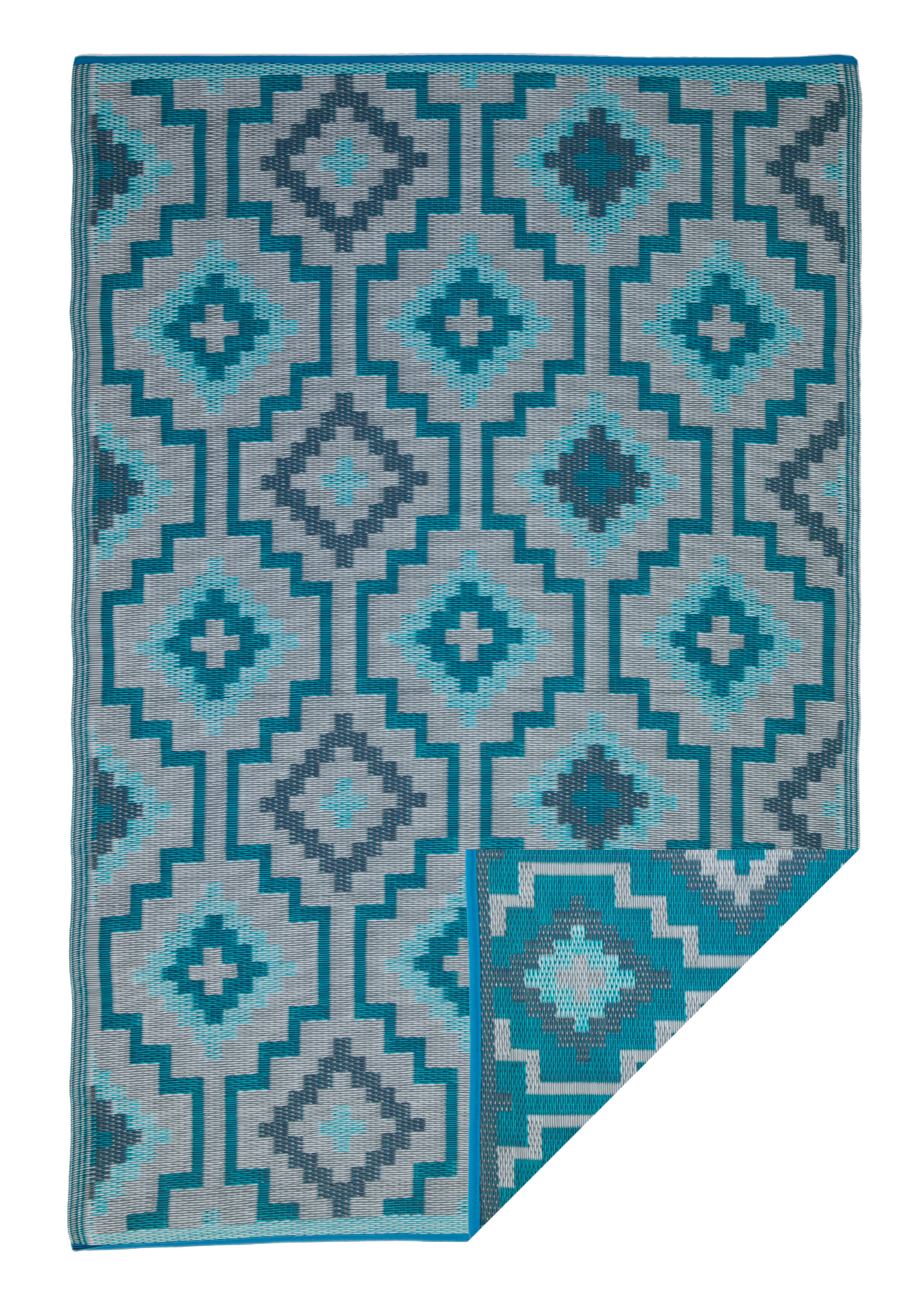 Lhasa - Teal Outdoor Rug for Patio FINAL SALE by Fab Habitat
