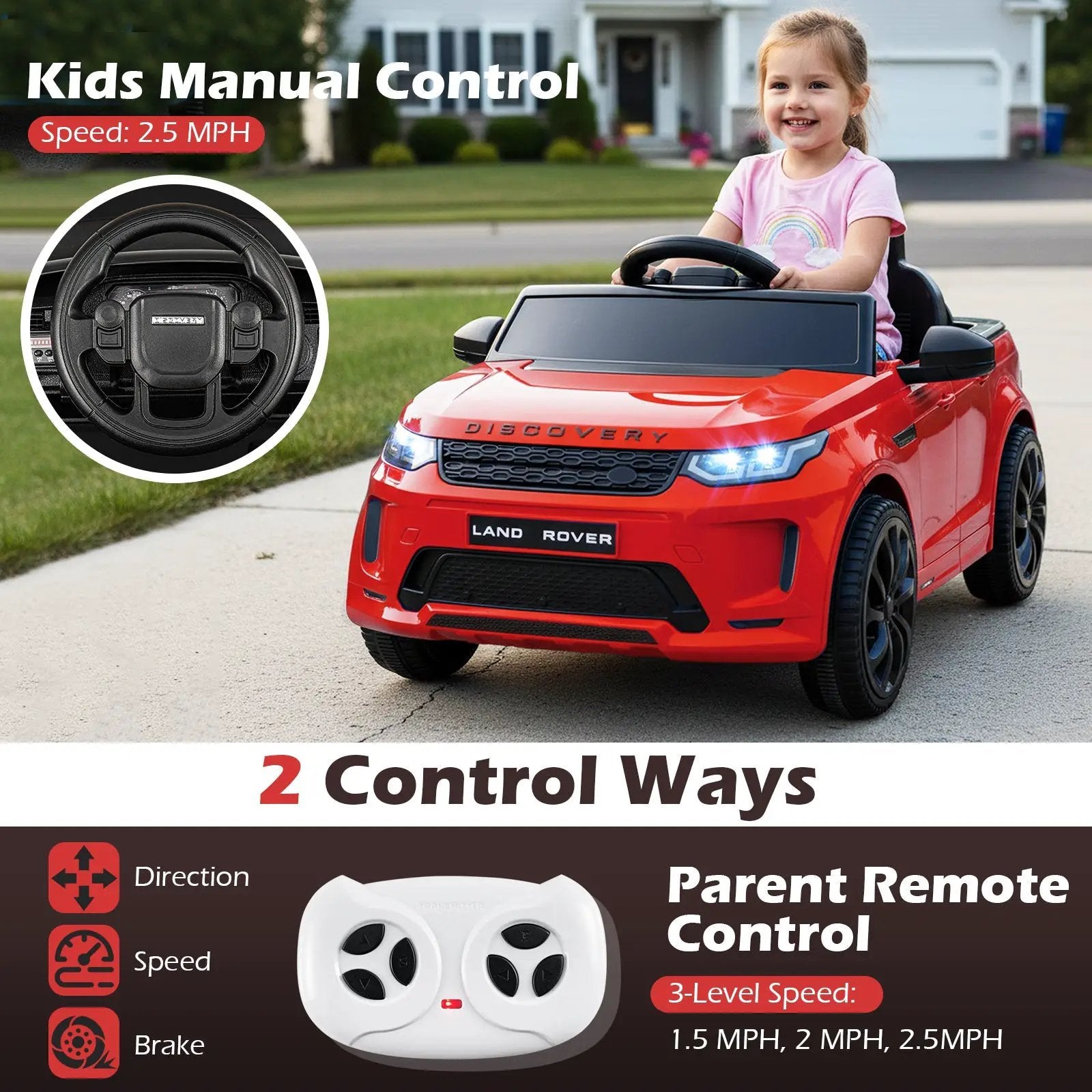 Licensed Land Rover Kids Ride on Car 12V Battery Powered Kids Electric Car by DirectDeals