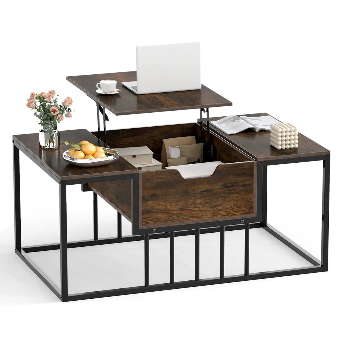 Lift Top Coffee Table Modern Center Table with Hidden Storage Compartment, photo 5 of 16