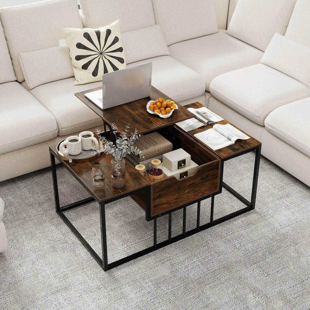 Lift Top Coffee Table Modern Center Table with Hidden Storage Compartment, photo 3 of 16