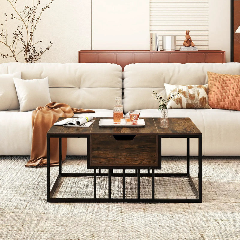 Lift Top Coffee Table Modern Center Table with Hidden Storage Compartment by DirectDeals
