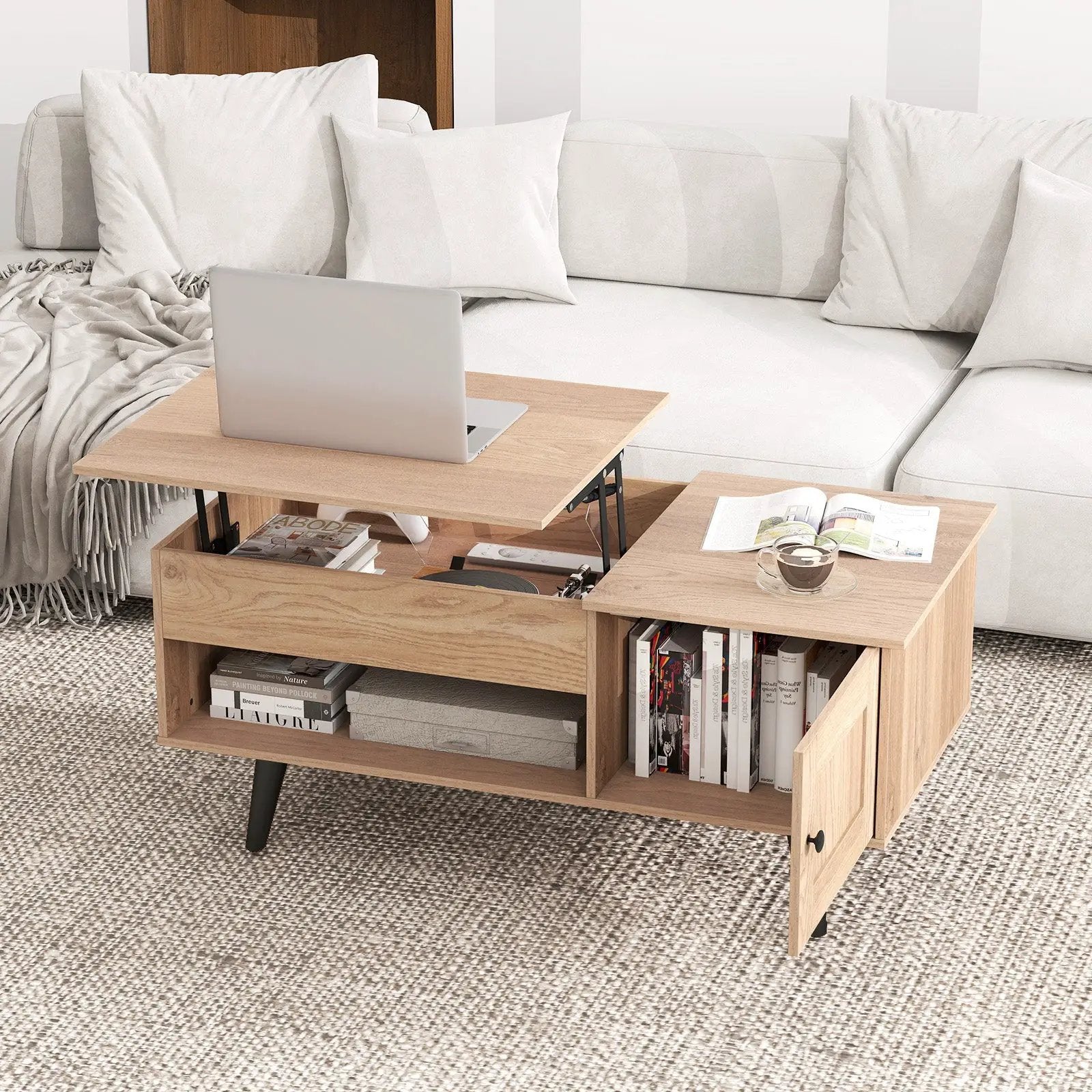 Lift Top Coffee Table with Storage and Hidden Compartment by DirectDeals