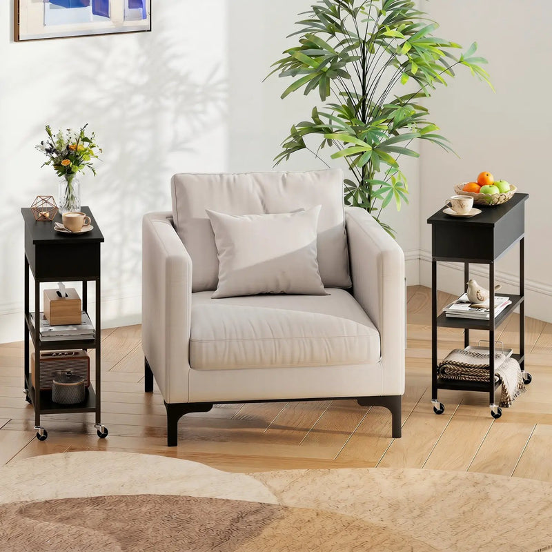 Lift Top Side Table with Charging Station and Wheels by DirectDeals