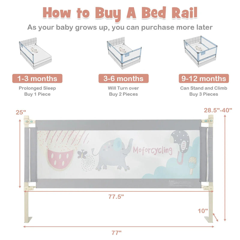 69 Inch Toddlers Vertical Lifting Baby Bedrail Guard with Lock by DirectDeals