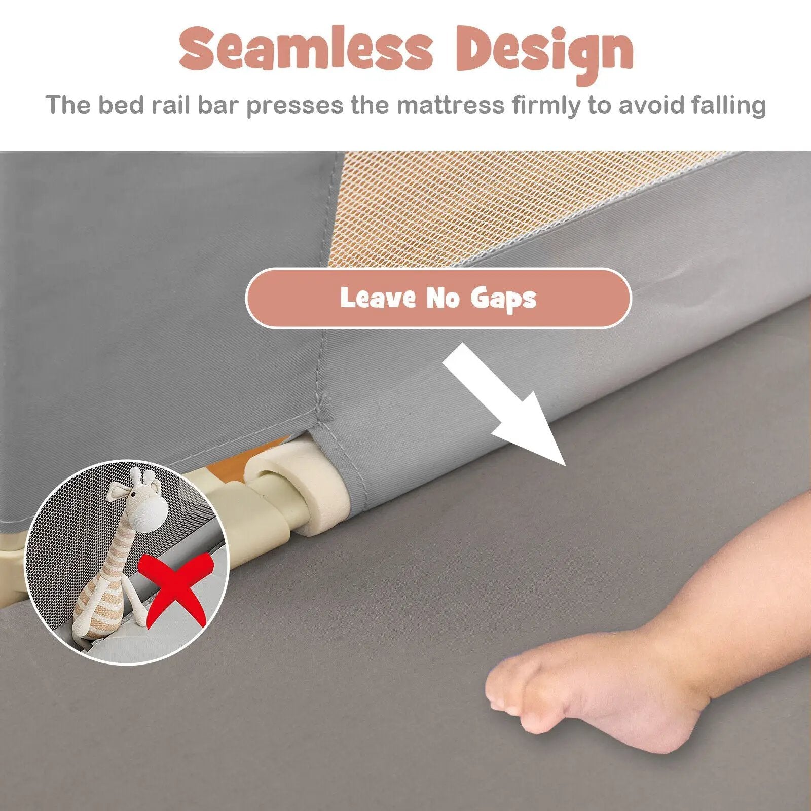 69 Inch Toddlers Vertical Lifting Baby Bedrail Guard with Lock by DirectDeals