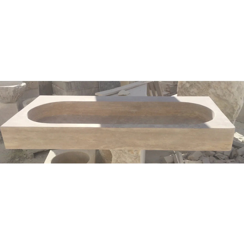 Light Travertine Natural Stone Basin Rectangular Travertine Bathroom Sink (W)48" (D)22" (H)5" by GobekDesign