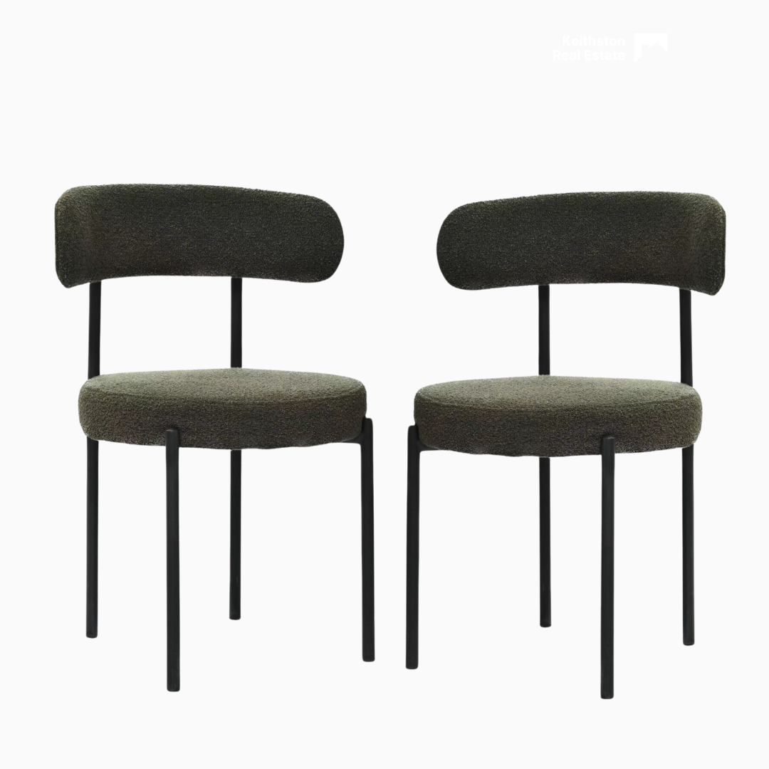 Set of 2 Mid-Century Modern Boucle Dining Chairs by BLAKHOM