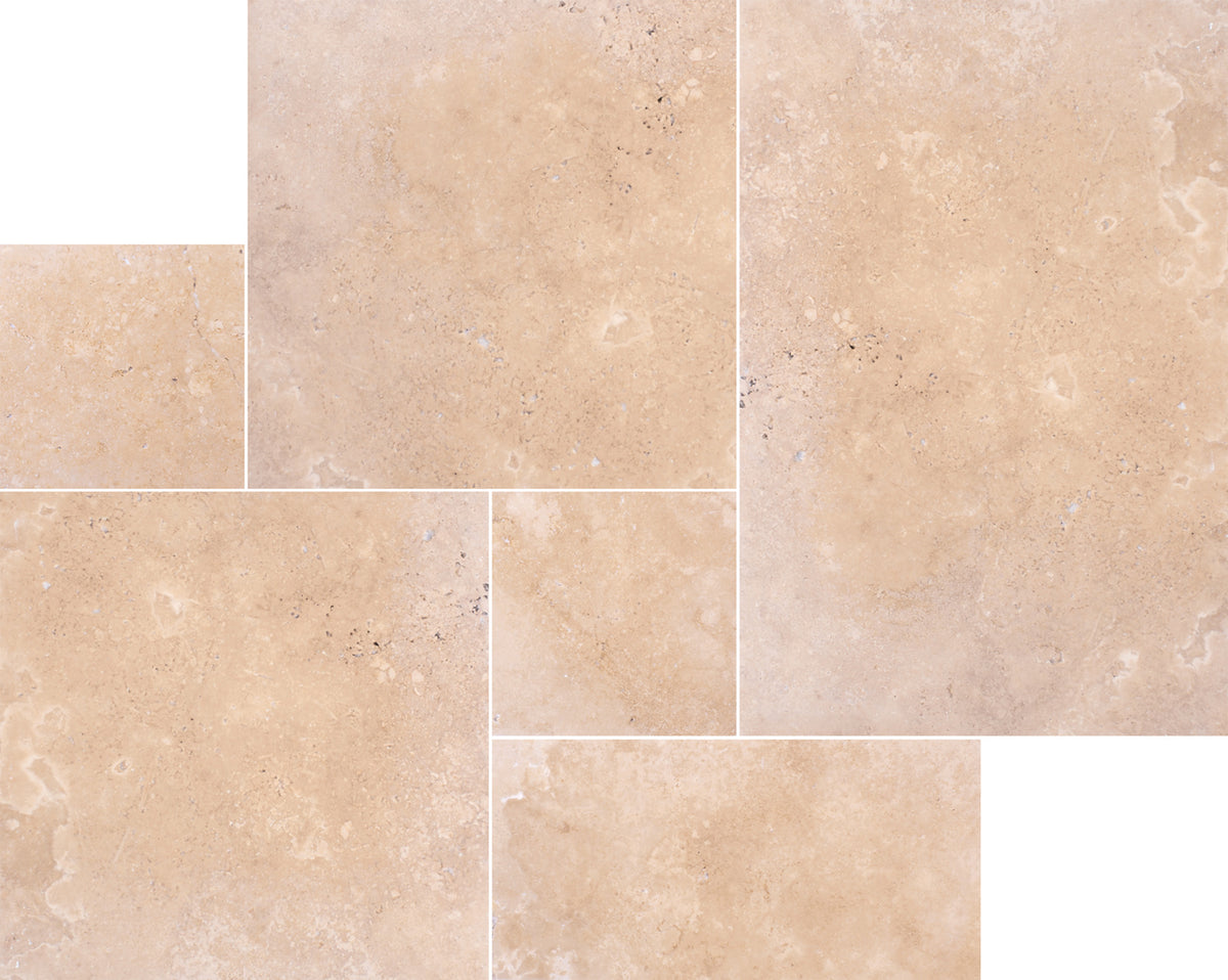 Light Select Tumbled French Pattern Travertine Pavers
