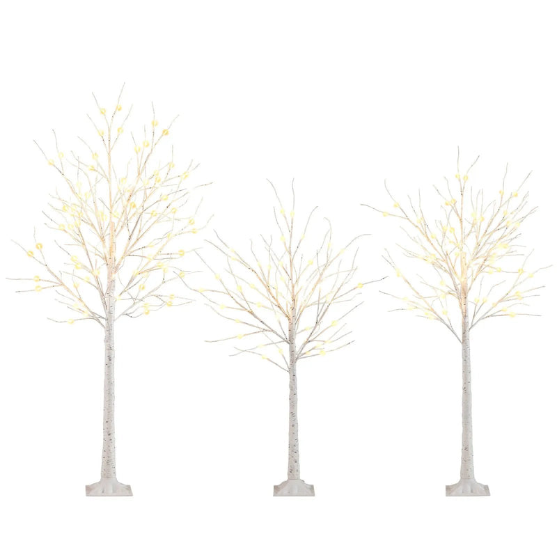 Lighted Birch Tree Set of 3 with 4/5/6 FT Pre-Lit Artificial Christmas Tree for Holiday Party by DirectDeals