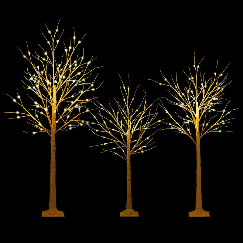 Lighted Birch Tree Set of 3 with 4/5/6 FT Pre-Lit Artificial Christmas Tree for Holiday Party by DirectDeals