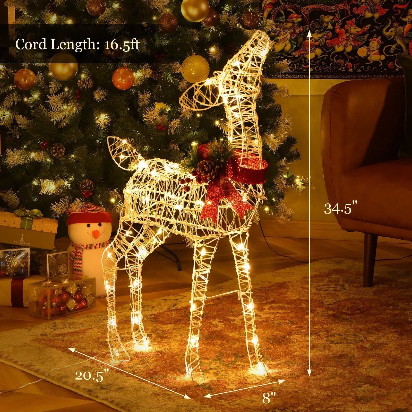 34.5 Inch Lighted Christmas Reindeer Decoration with 50 Warm White LED Lights by DirectDeals