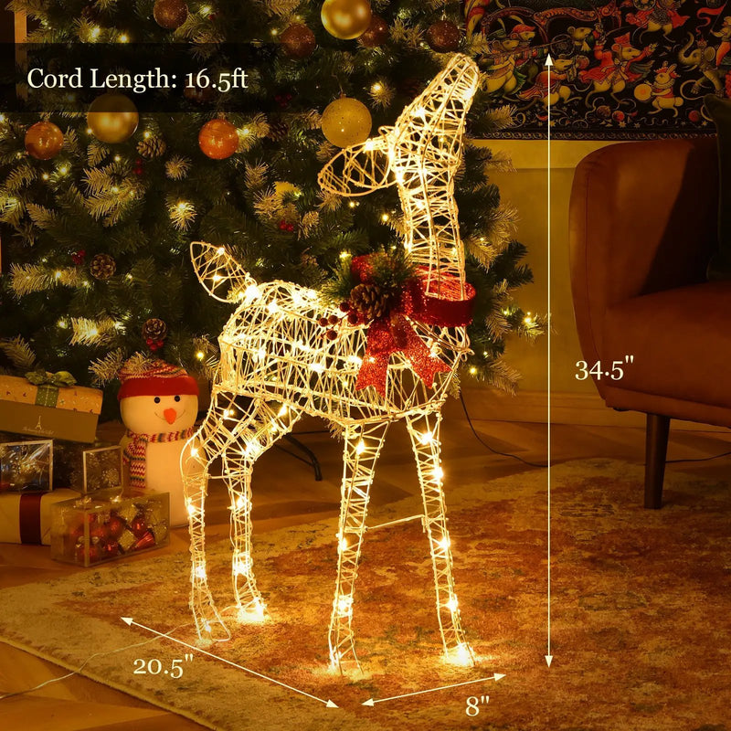 34.5 Inch Lighted Christmas Reindeer Decoration with 50 Warm White LED Lights by DirectDeals