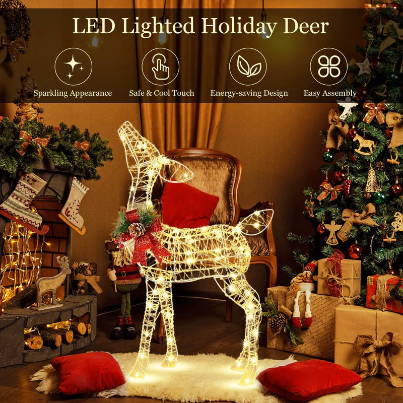 34.5 Inch Lighted Christmas Reindeer Decoration with 50 Warm White LED Lights by DirectDeals