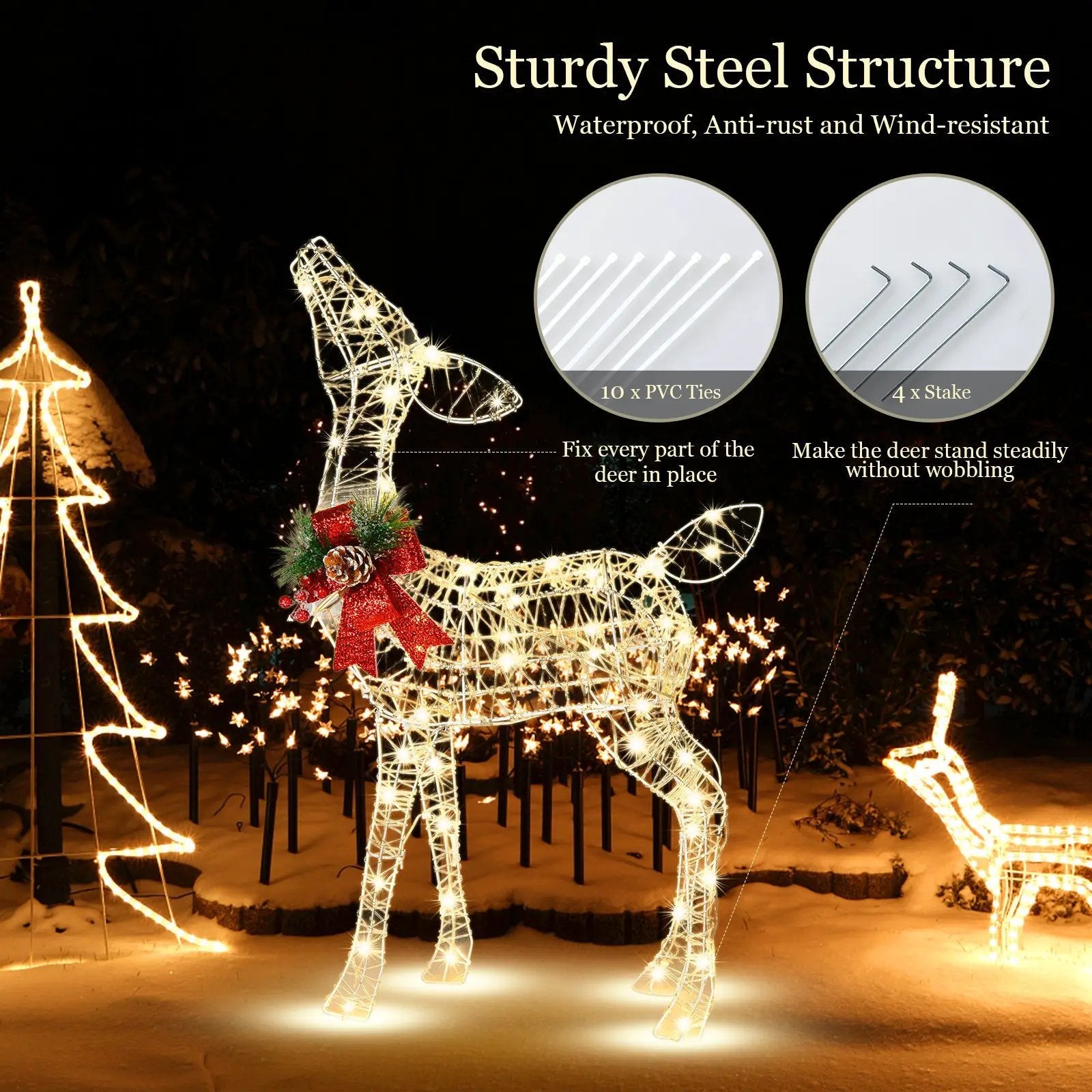 34.5 Inch Lighted Christmas Reindeer Decoration with 50 Warm White LED Lights by DirectDeals