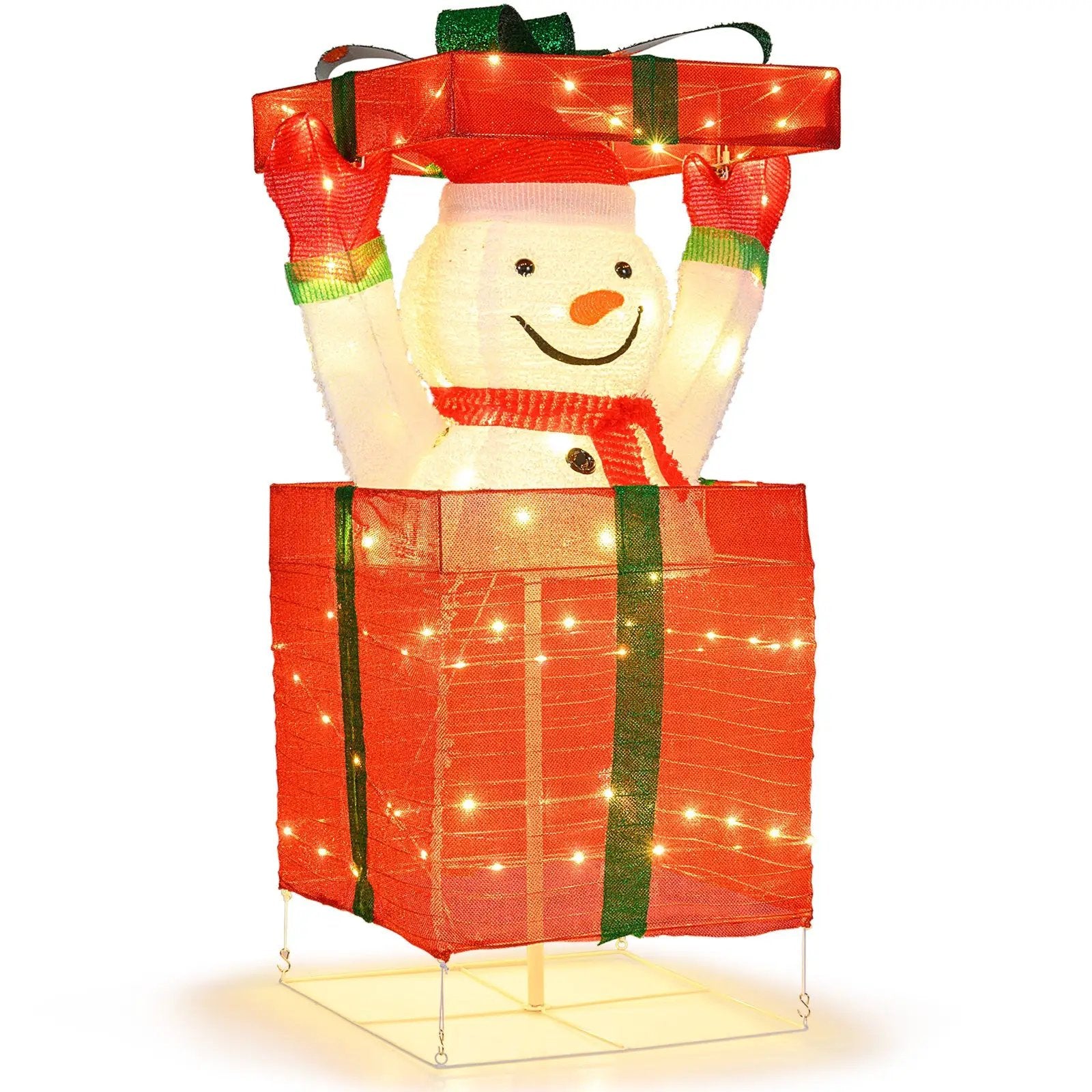 Lighted Snowman in Gift Box Christmas Decoration by DirectDeals