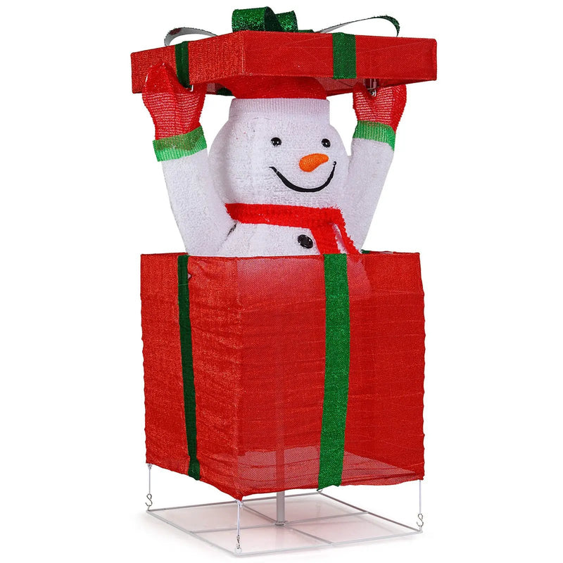 Lighted Snowman in Gift Box Christmas Decoration by DirectDeals