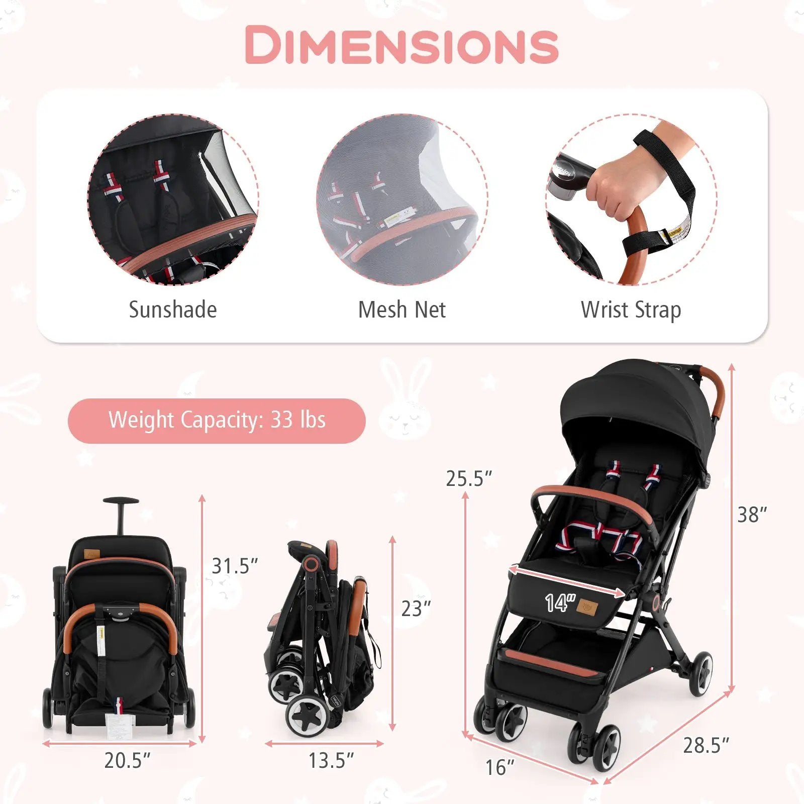 Lightweight Aluminium Frame Baby Stroller with Net by DirectDeals