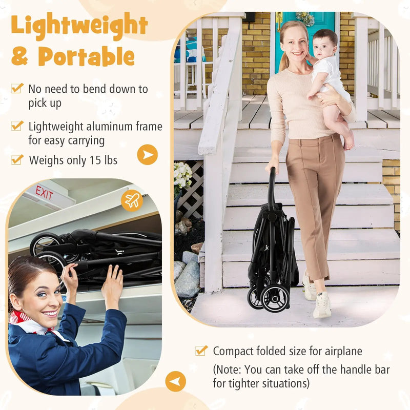 Lightweight Baby Stroller |Compact Travel Stroller for Airplane Fits Airplane Cabin & Overhead by DirectDeals