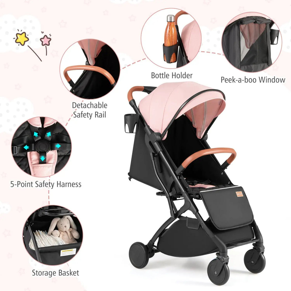 Lightweight Baby Stroller Compact Travel Stroller with One-Hand Folding, photo 6 of 24