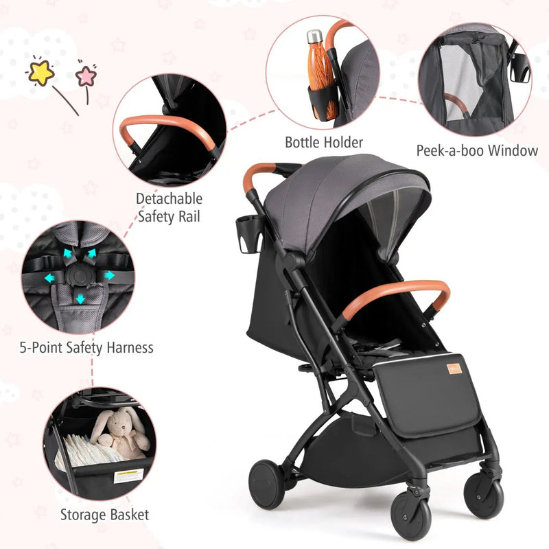 Lightweight Baby Stroller Compact Travel Stroller with One-Hand Folding by DirectDeals