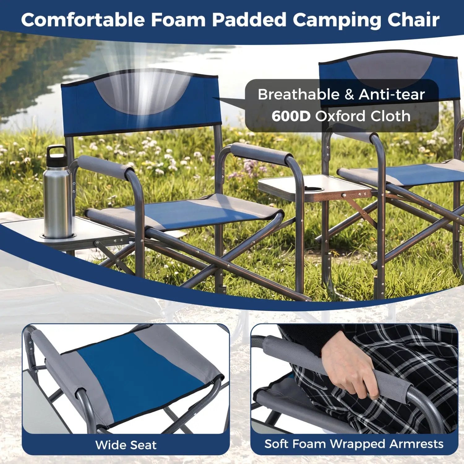 Lightweight Folding Camping Chair with Side Table by DirectDeals