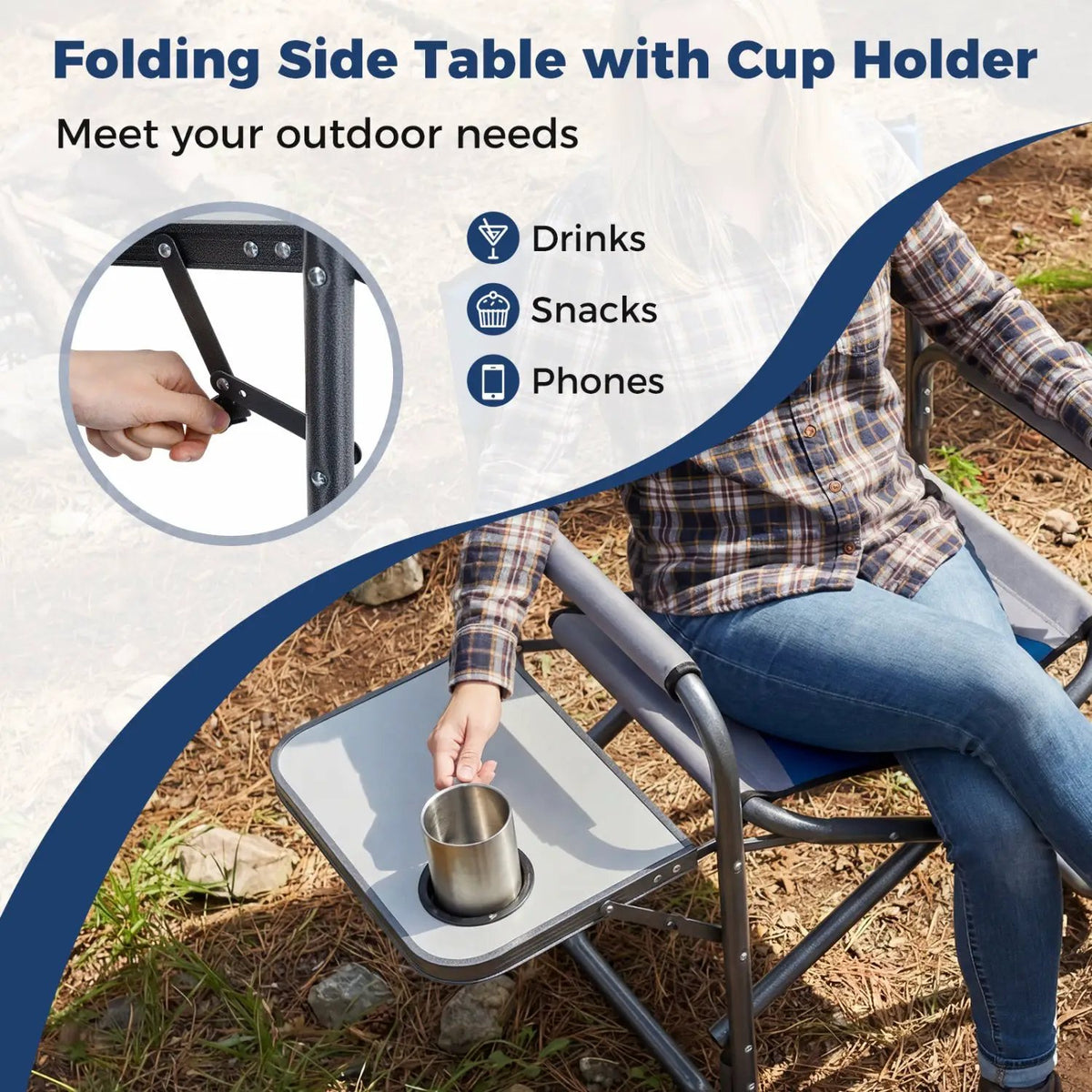 Lightweight Folding Camping Chair with Side Table, photo 8 of 24