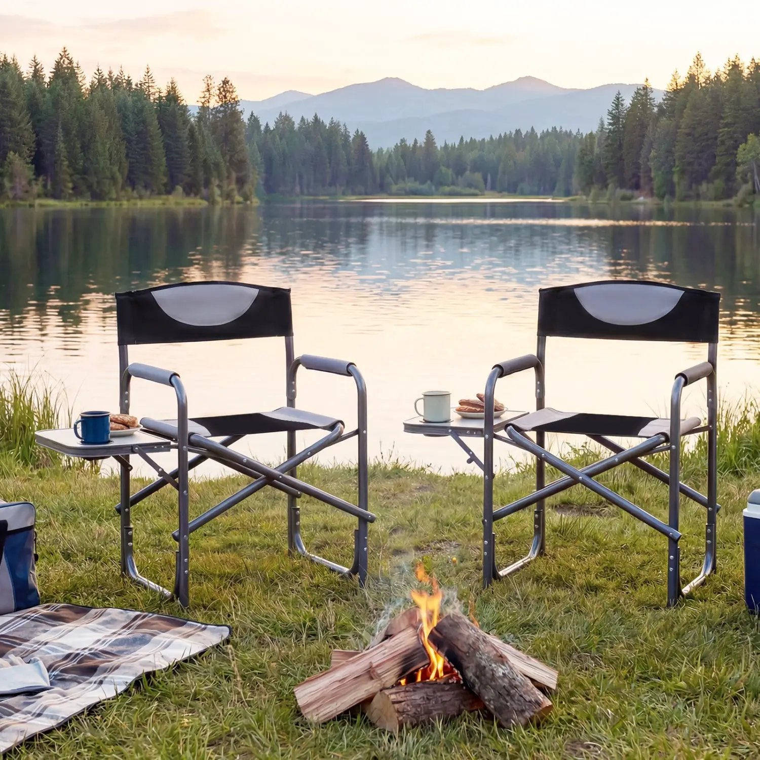 Lightweight Folding Camping Chair with Side Table by DirectDeals