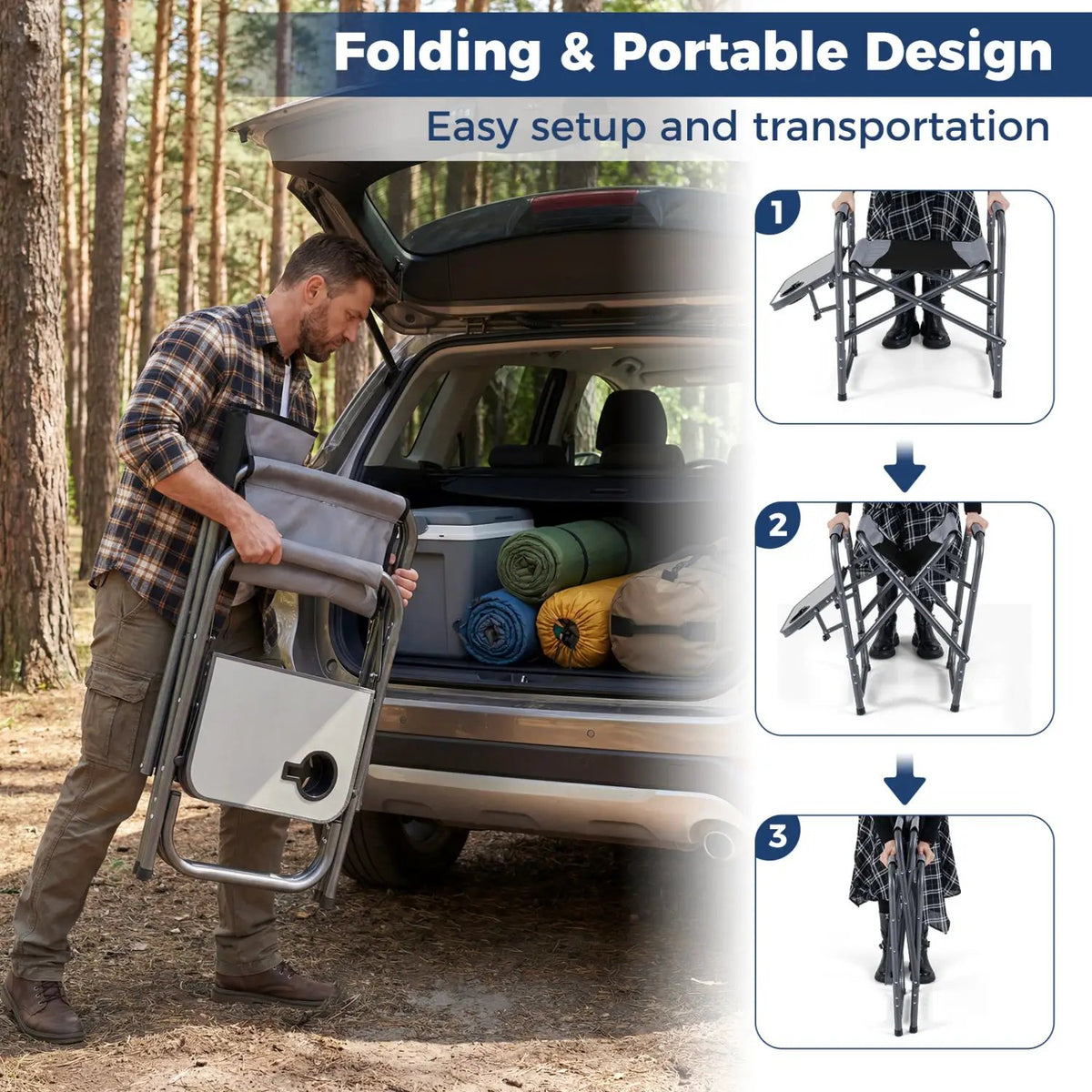 Lightweight Folding Camping Chair with Side Table, photo 16 of 24