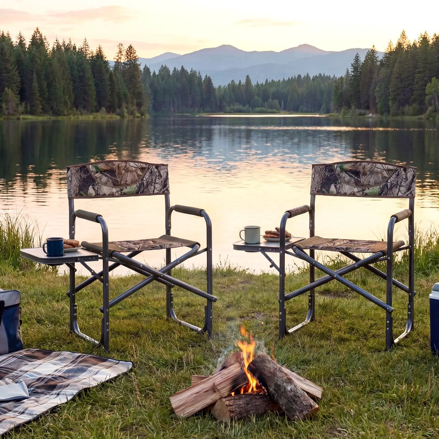 Lightweight Folding Camping Chair with Side Table by DirectDeals