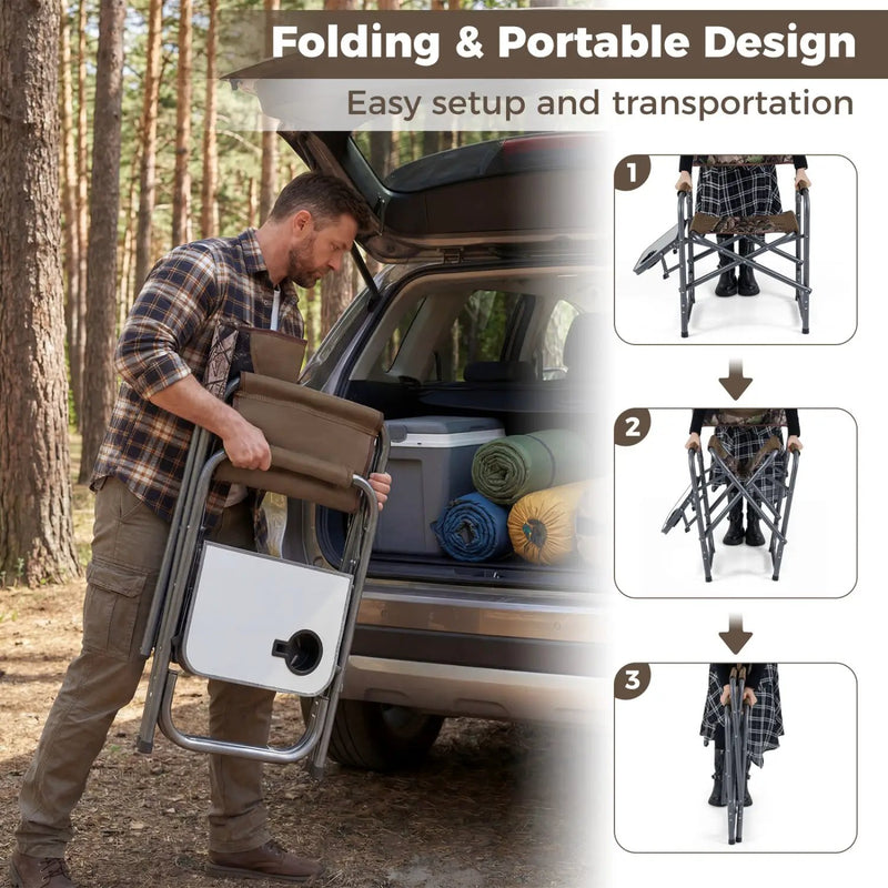 Lightweight Folding Camping Chair with Side Table by DirectDeals