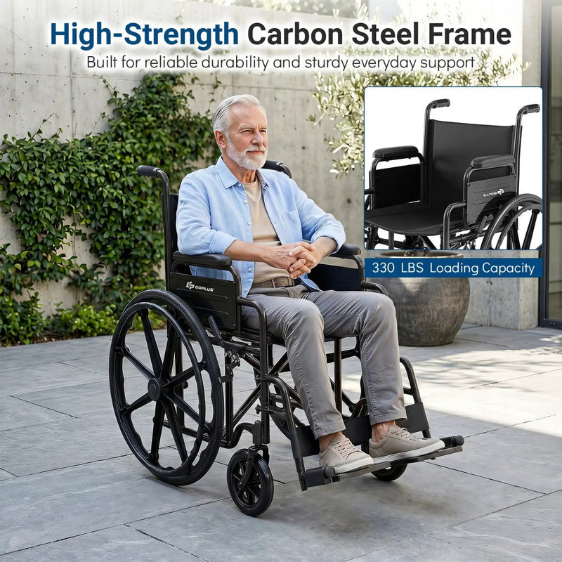 Folding Wheelchair for Adults with Swing-Away Footrest by DirectDeals