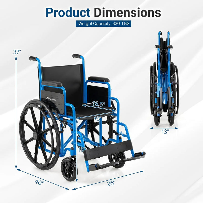 Folding Wheelchair for Adults with Swing-Away Footrest by DirectDeals