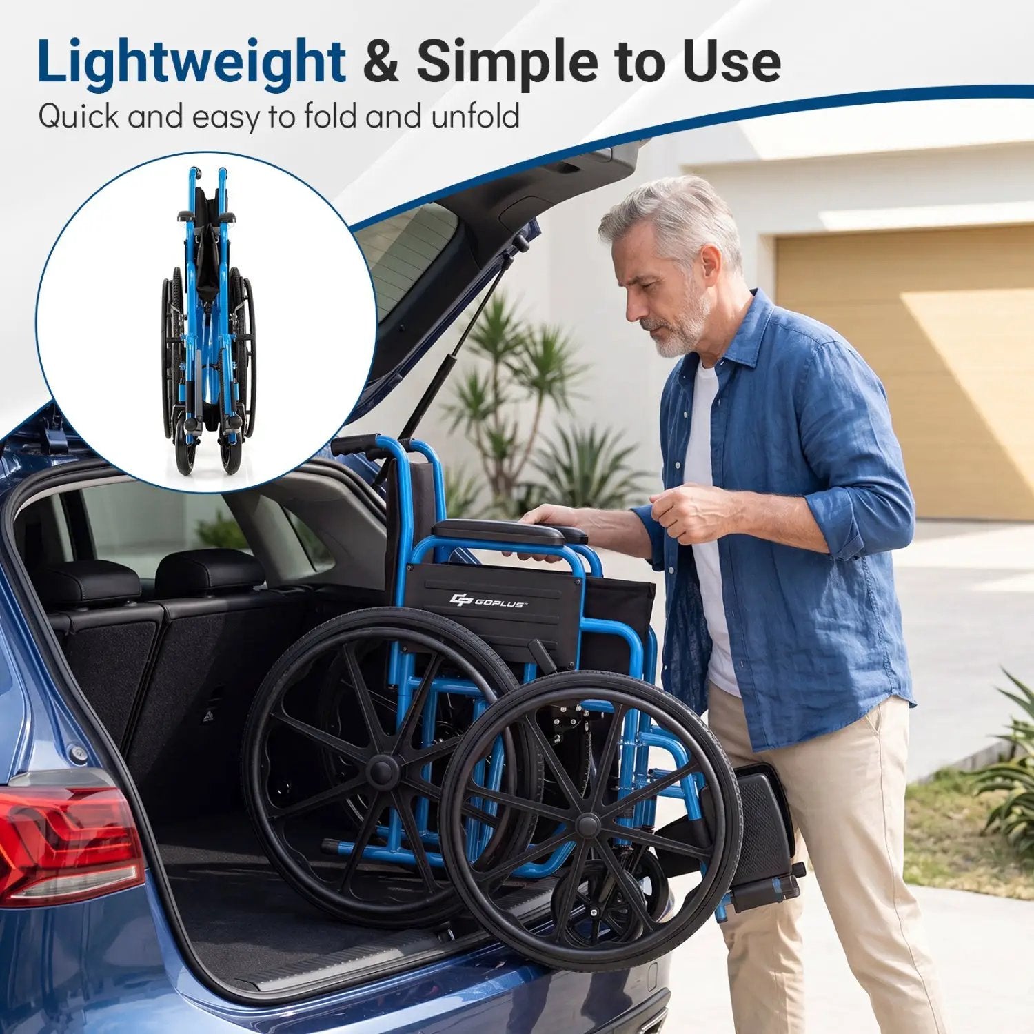 Folding Wheelchair for Adults with Swing-Away Footrest by DirectDeals