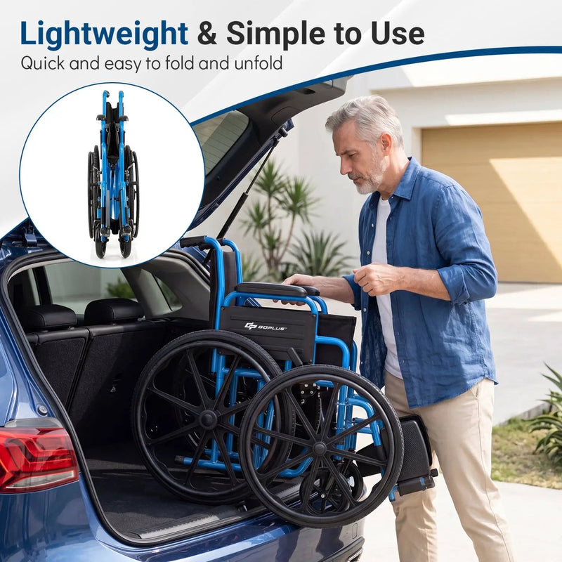 Folding Wheelchair for Adults with Swing-Away Footrest by DirectDeals