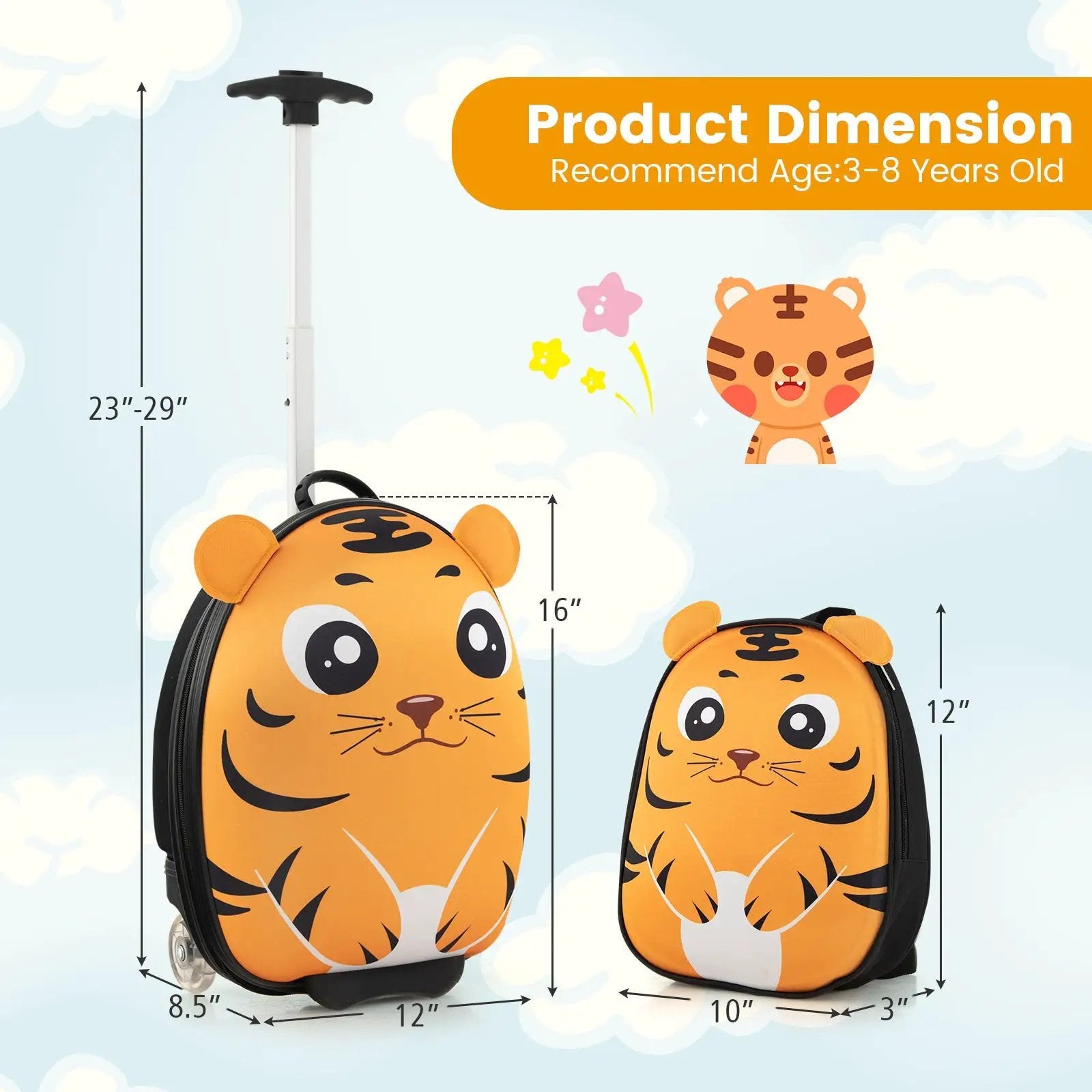 Lightweight and Portable Rolling Suitcase for Children by DirectDeals