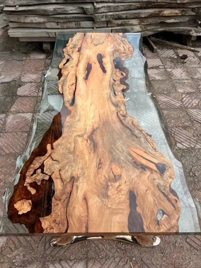 Epoxy Live Edge Coffee Table with Wooden U Leg, photo 2 of 10
