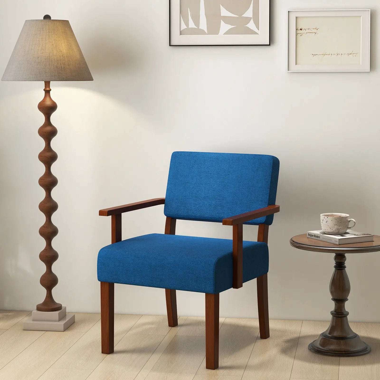 Linen Accent Chair Living Room Chair with Soft Padded Seat and Backrest by DirectDeals