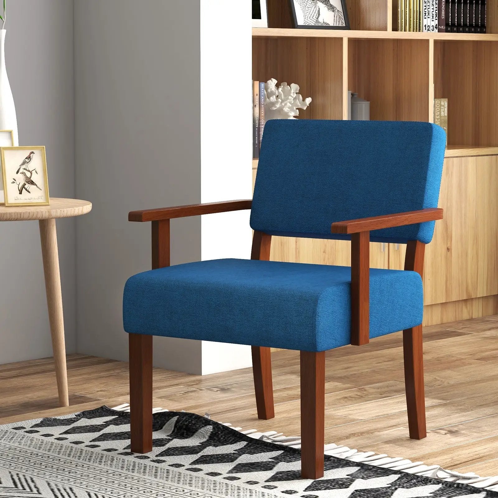 Linen Accent Chair Living Room Chair with Soft Padded Seat and Backrest by DirectDeals
