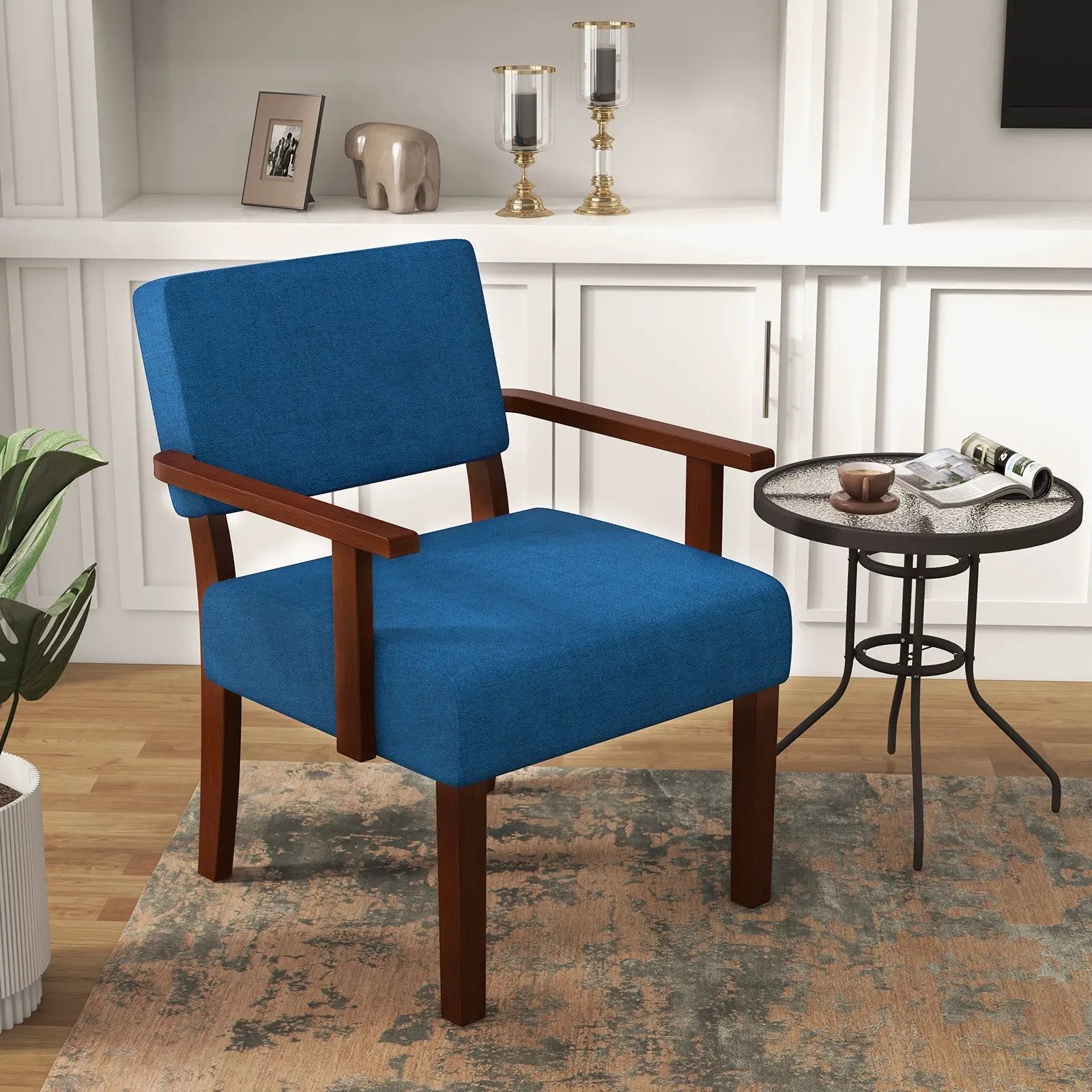 Linen Accent Chair Living Room Chair with Soft Padded Seat and Backrest by DirectDeals