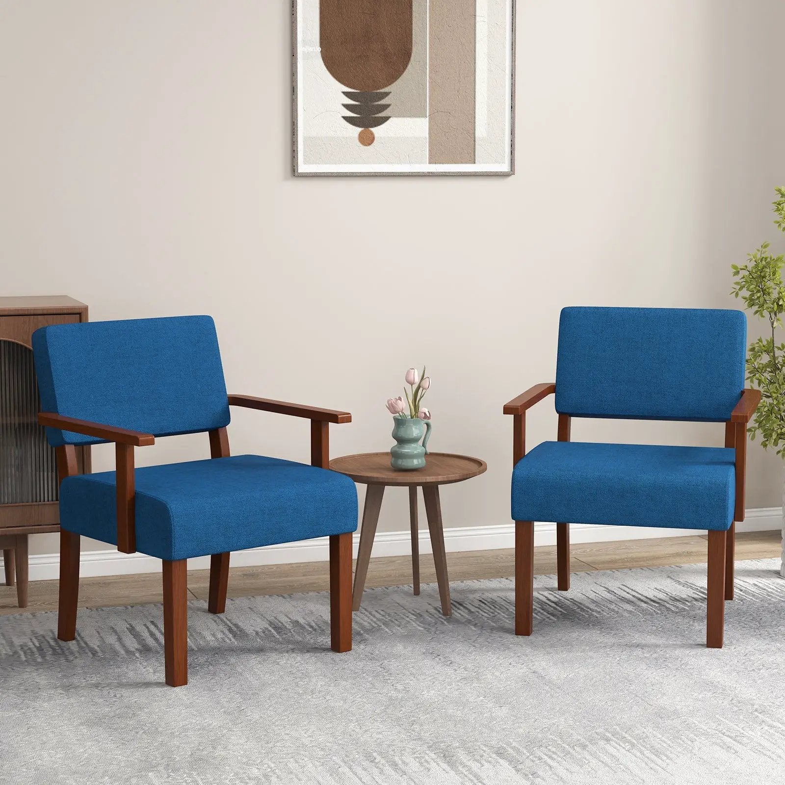 Linen Accent Chair Living Room Chair with Soft Padded Seat and Backrest by DirectDeals
