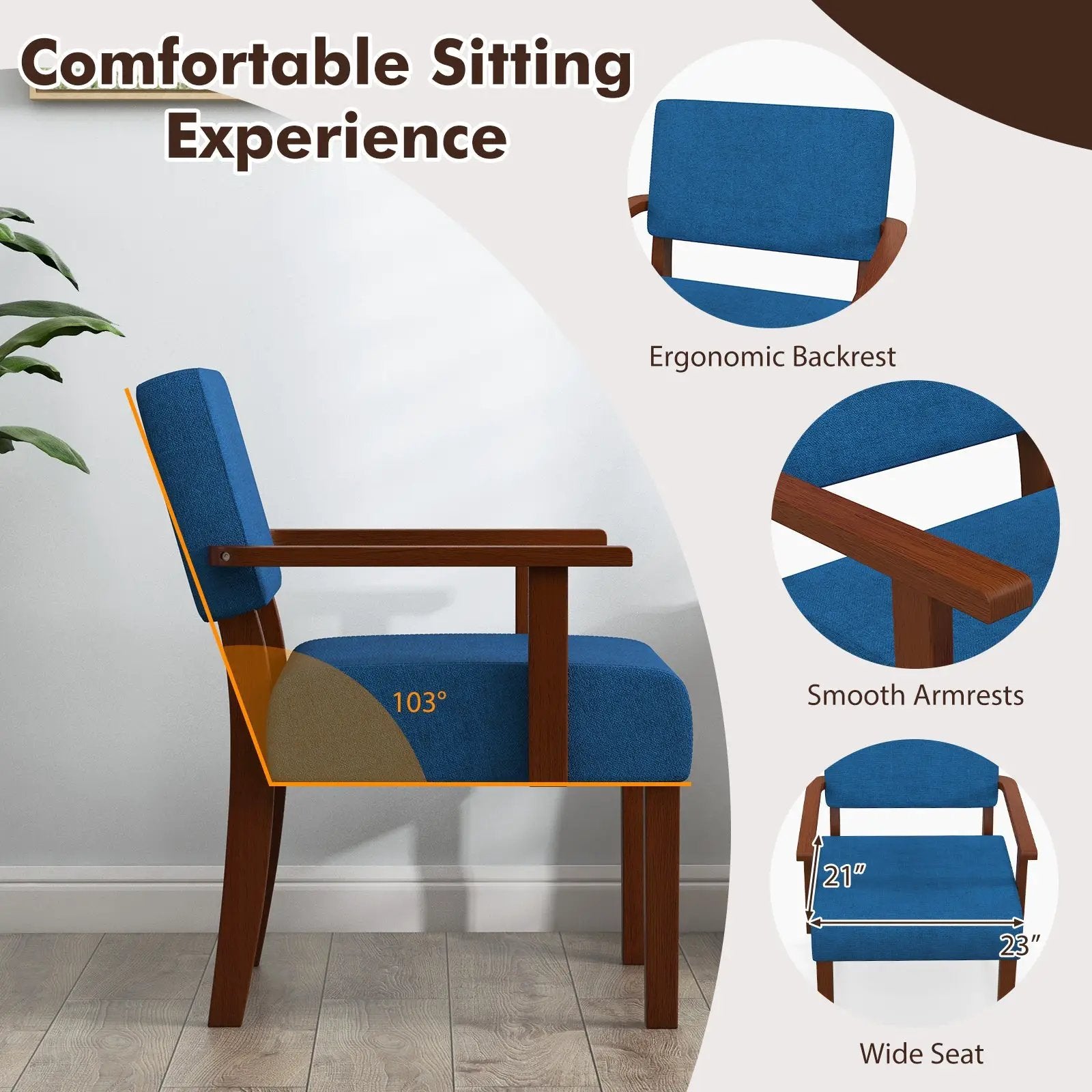 Linen Accent Chair Living Room Chair with Soft Padded Seat and Backrest by DirectDeals