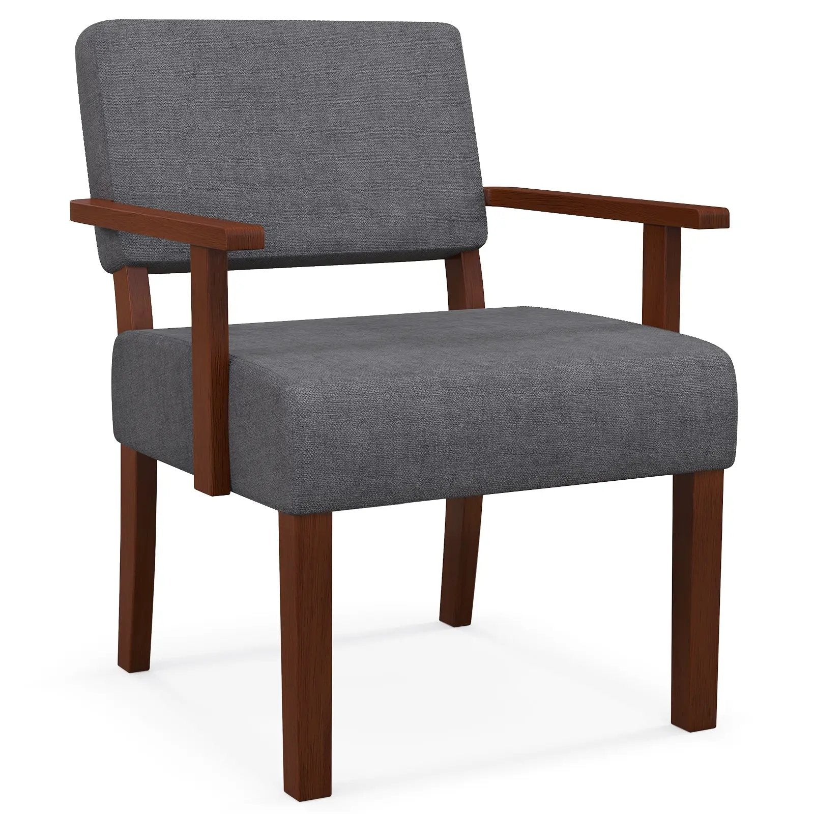 Linen Accent Chair Living Room Chair with Soft Padded Seat and Backrest by DirectDeals