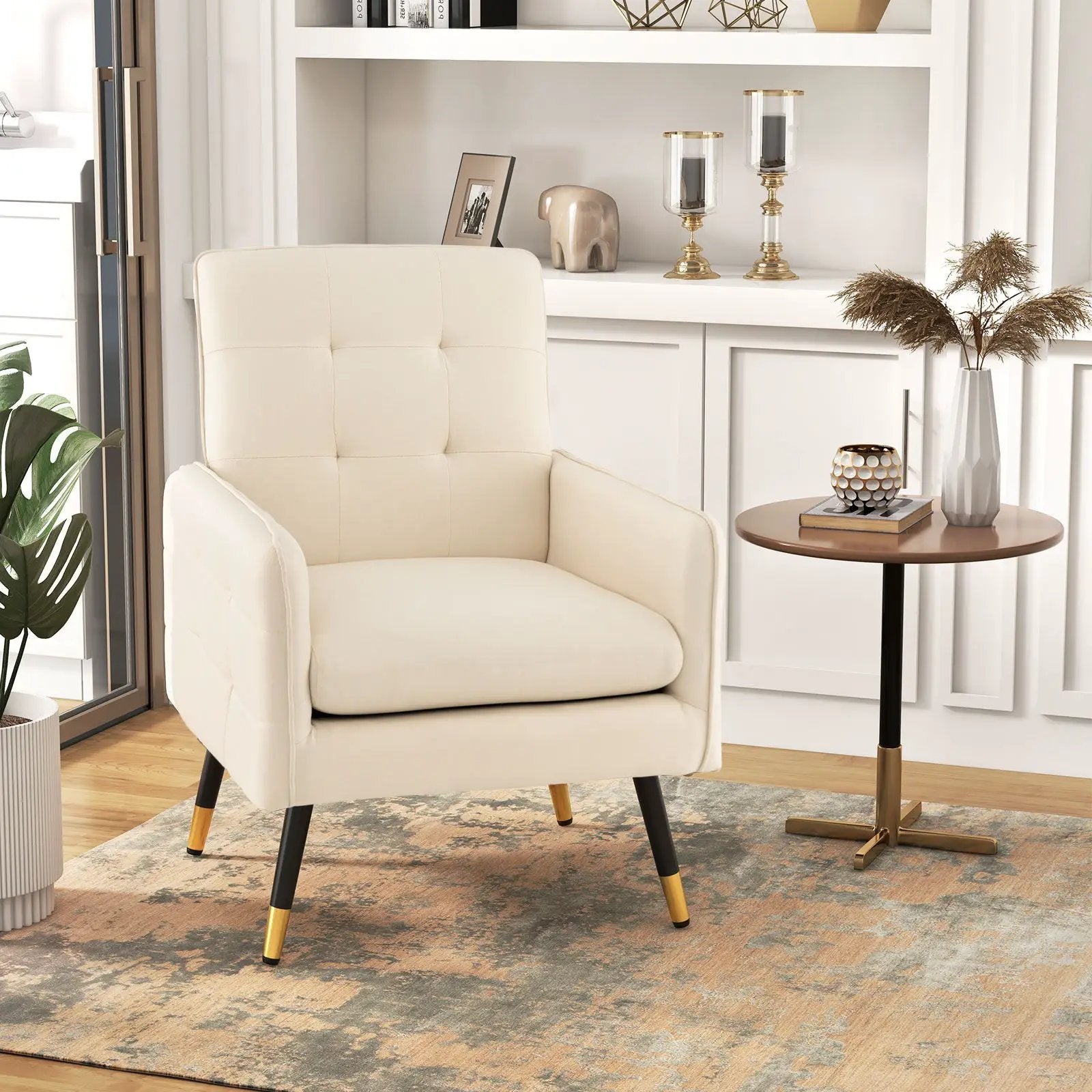 Linen Fabric Accent Chair with Removable Seat Cushion by DirectDeals